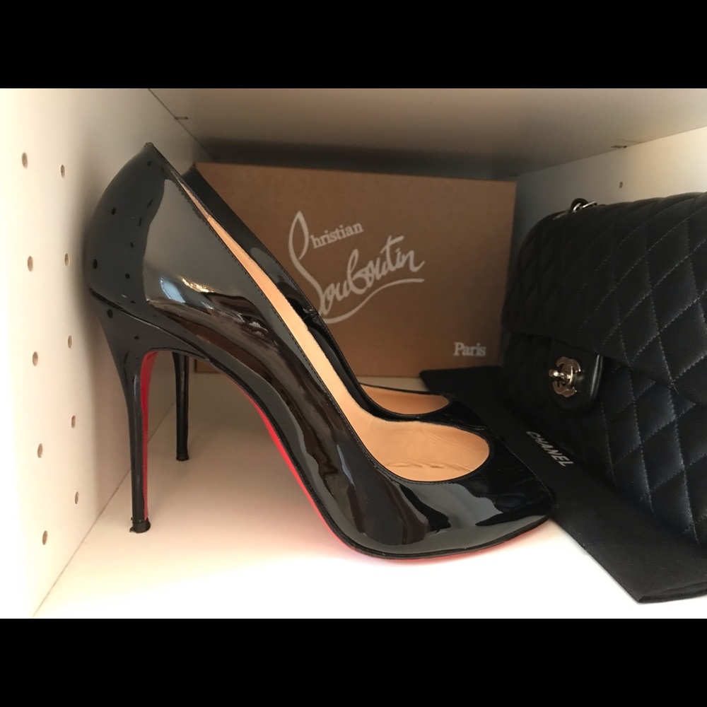 Christian Louboutin Black Patent Leather Stiletto Heels - Picture 3 of 8